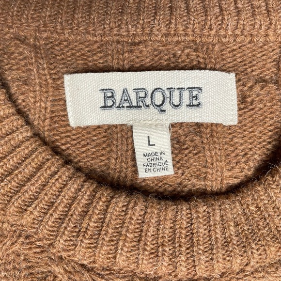Barque Men’s Camel Brown Cable Knit Wool Blend Sweater Size L - Picture 7 of 12
